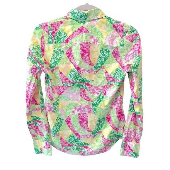 Lilly Pulitzer Button Down Blouse Jonni Wing Ding Floral Patch XS Womens Pink - Picture 4 of 9